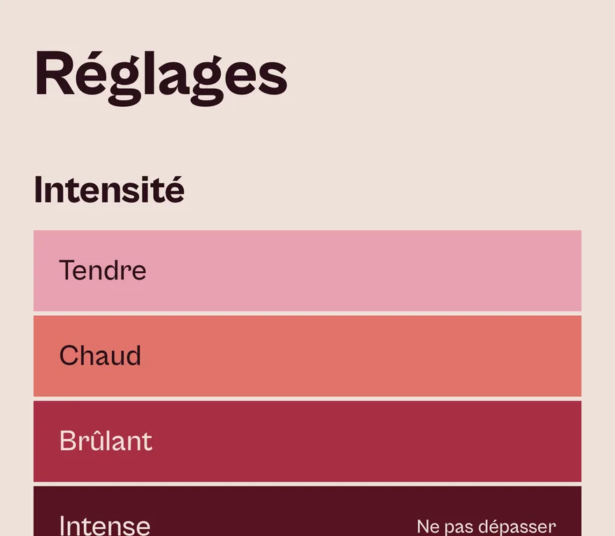 Le réglage d'intensité de Volupté